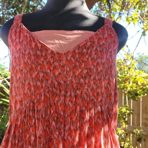 Anthropologie Joie Tea Rose Pink Tiered Ruffles Maxi Cotton Boho-Chic Dress Med - Picture 4 of 9